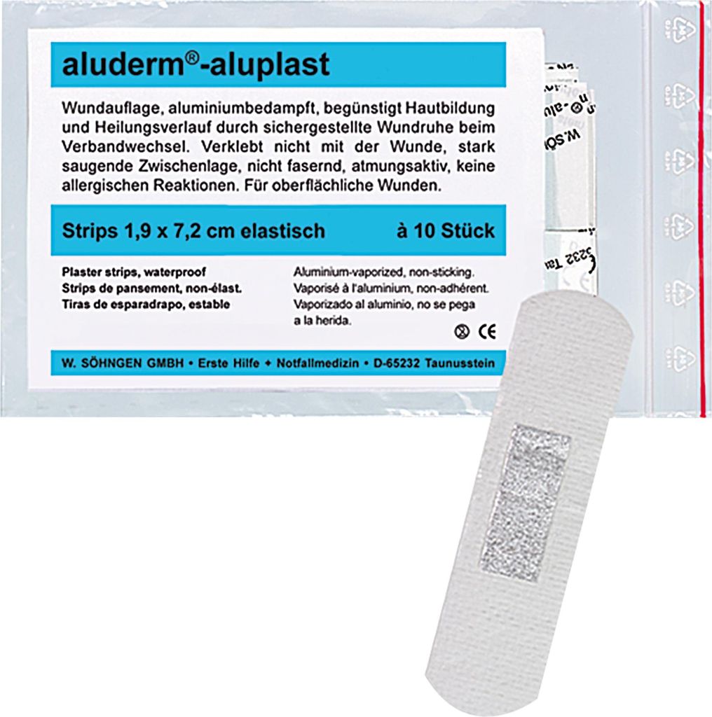 aluderm Wundpflaster aluplast 1,9 x 7,2 cm (B x L) Polyestervlies weiß 10 St./Pack.