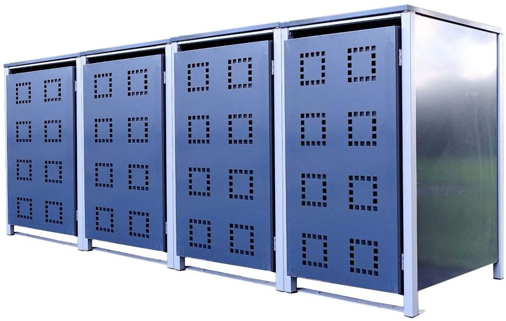 4 Tailor Mülltonnenboxen Basic für 120 Liter Tonne /Stanzung 5 /Anthrazit / Grau