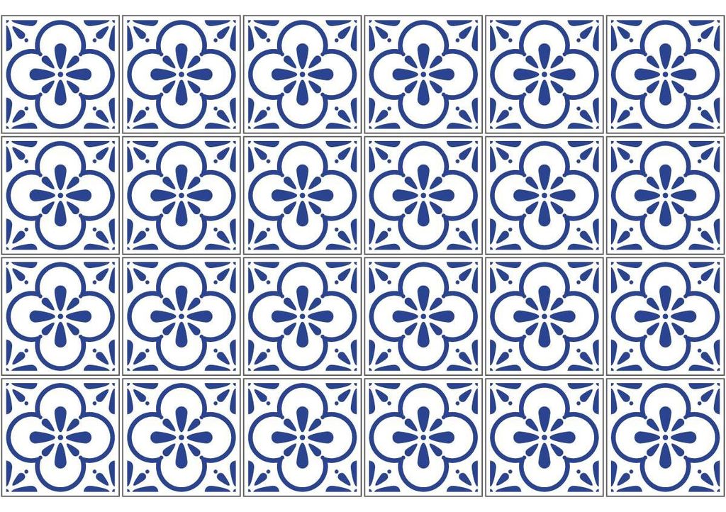 Selbstklebende Fliesenaufkleber für Küche und Bad – 24 Azulejos Teva Fliesenaufkleber – 24 Aufkleber 10x10cm