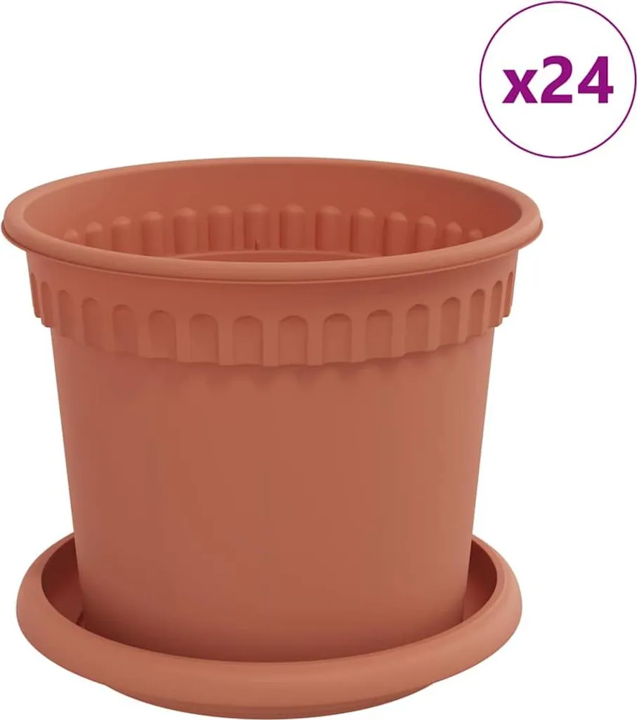 Pots de Plantes 15 cm en Plastique Rouge Brique avec Drainage Lot 24