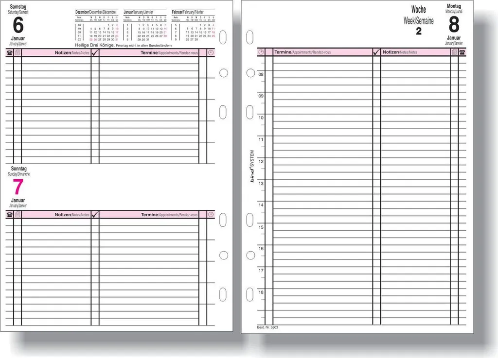 Ricambio bind 550326 A5 2026: Planner Giornaliero Professionale
