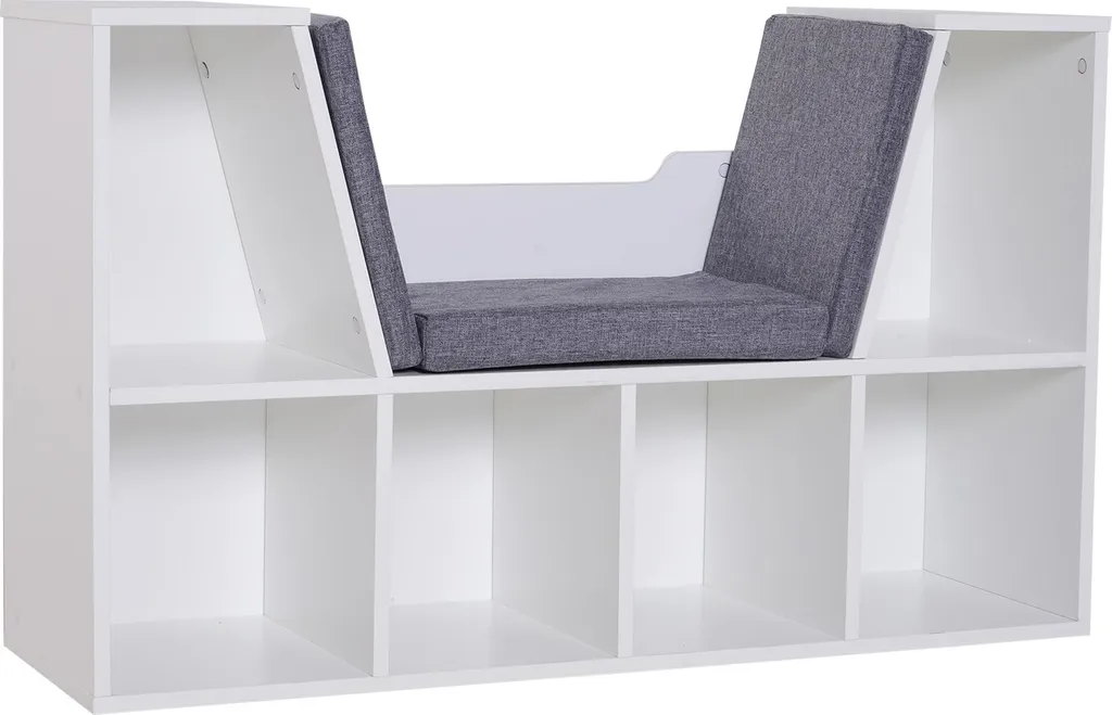 HOMCOM Bibliothèque Banc 2 en 1 Design Blanc et Gris 102L x 30l x 61H cm
