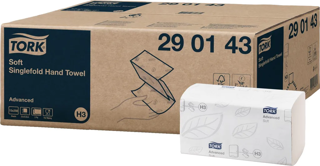 Essuie-mains Tork 290143 Advanced H3 double épaisseur lot de 3750