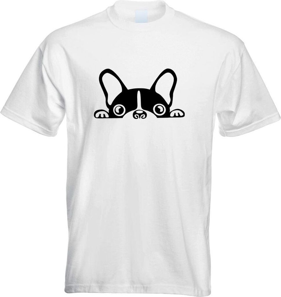 Kiwistar - T-Shirt - Weiss - Halbe Französische Bulldogge Motiv Bedruckt Funshirt Design Print - mit Motiv Bedruckt - Funshirt Design - Sport - Fr...