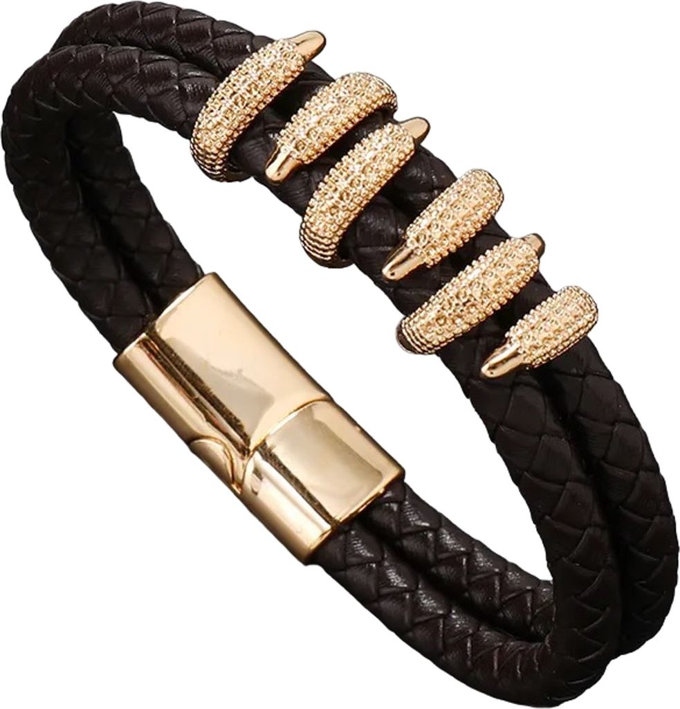 Exklusives Hanes Herrenarmband - Schwarz / Gold für Stilbewusste Männer KP33333