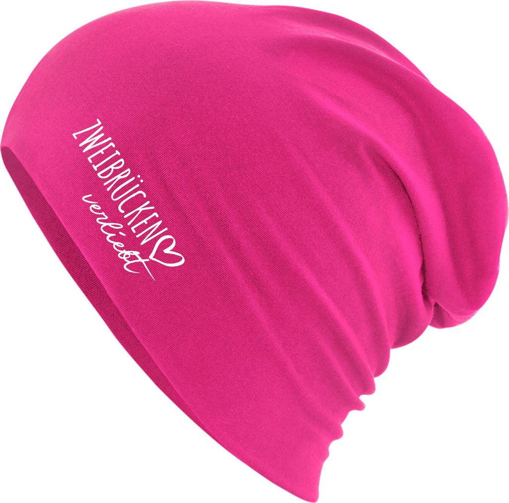 Huuraa Beanie Zweibrücken verliebt Fuchsia One Size Baumwolle und Elasthan Mütze Geschenkidee