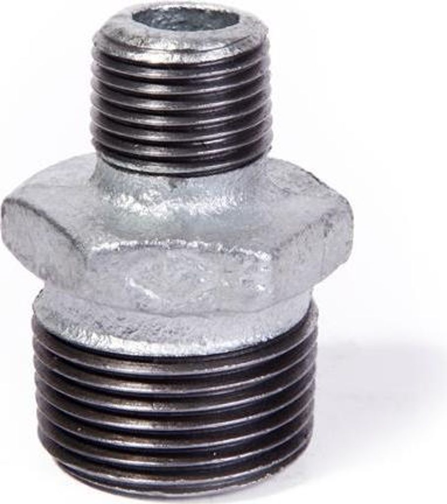Temperguss verzinkt Reduziernippel AG 3/4" x AG 1/2" Fitting Gewindefittings