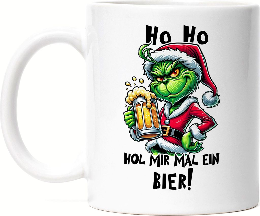 Ho Ho Ho Hol Mir Mal Ein Bier Tasse weiß Anti Weihnachten Weihnachtsmuffel Geschenkidee Biertrinker