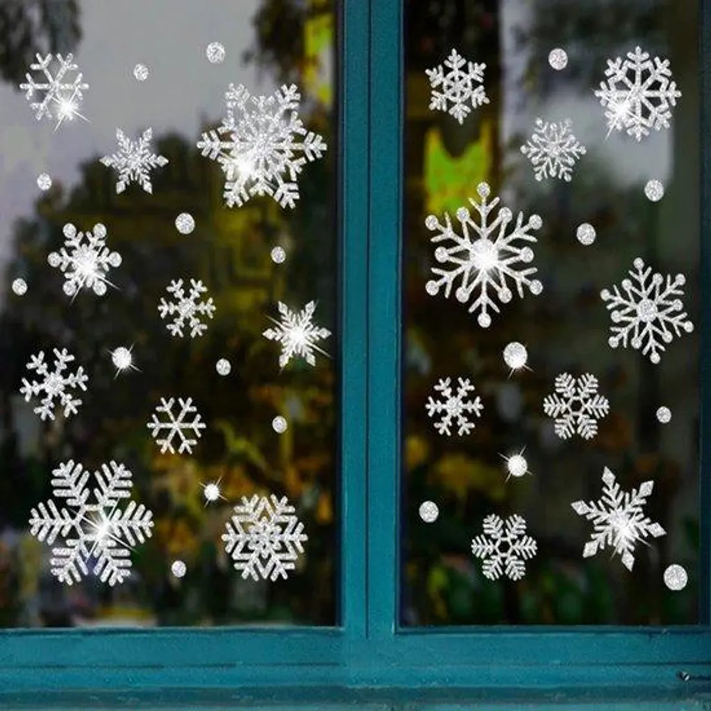 Autocollants Neige 110 Pièces - PVC Blanc Lavable et Réutilisable