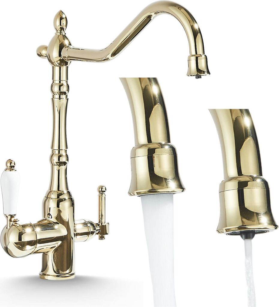 3-Wege Küchenarmatur Retro mit Wasserfilter-Anschluss, Produktbild 