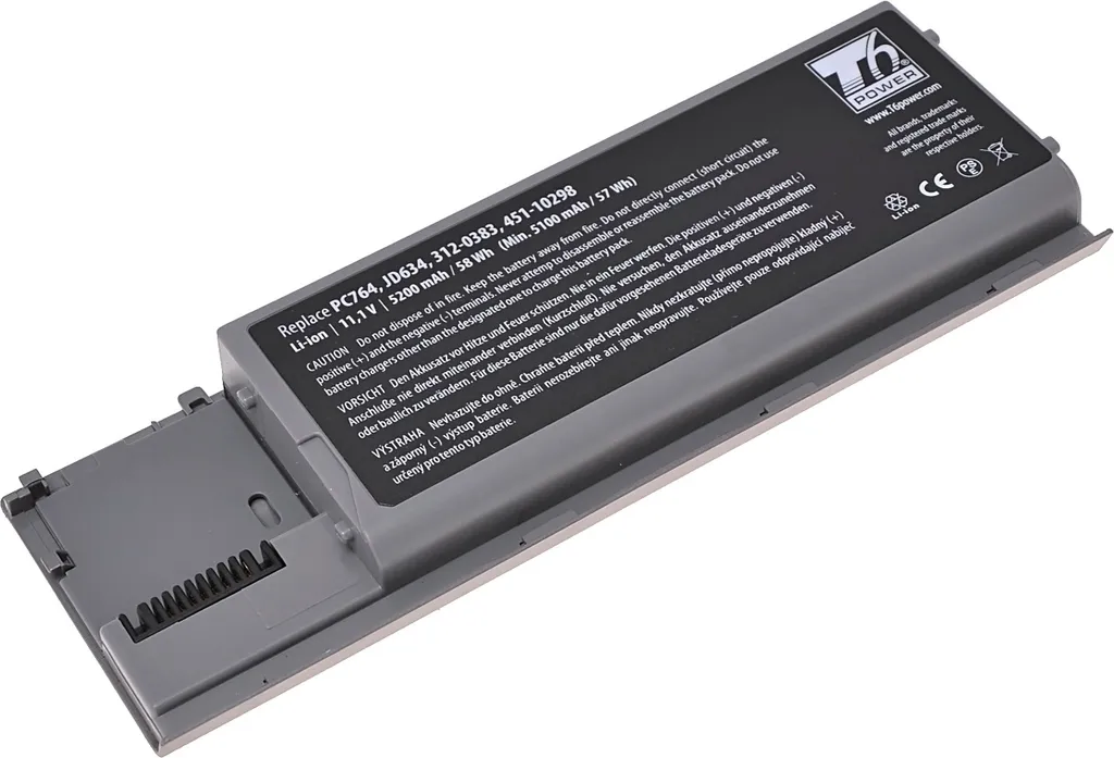 Batteria T6 Power per laptop Dell, numero di parte RC126, Li-Ion, 11,1 V, 5200 mAh (58 Wh), grigio