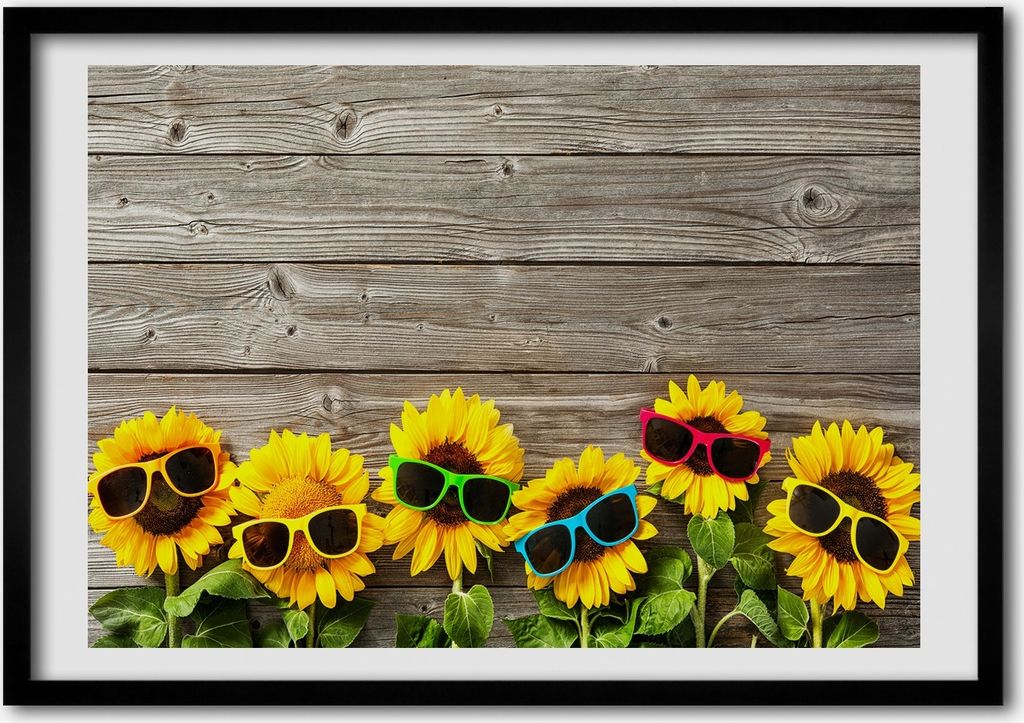 Bild - Bilder - Bilderrahmen - 70 cm x 50 cm - MDF-Rahmen, Wandkunst Sunflowers