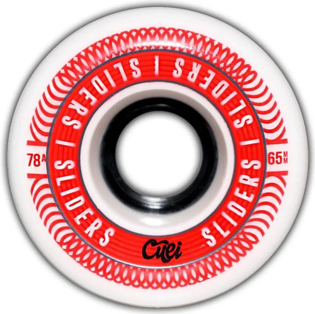 Roues Skateboard Sliders 65mm/78a Blanc Rouge Cuei Wheels pour le Freeride