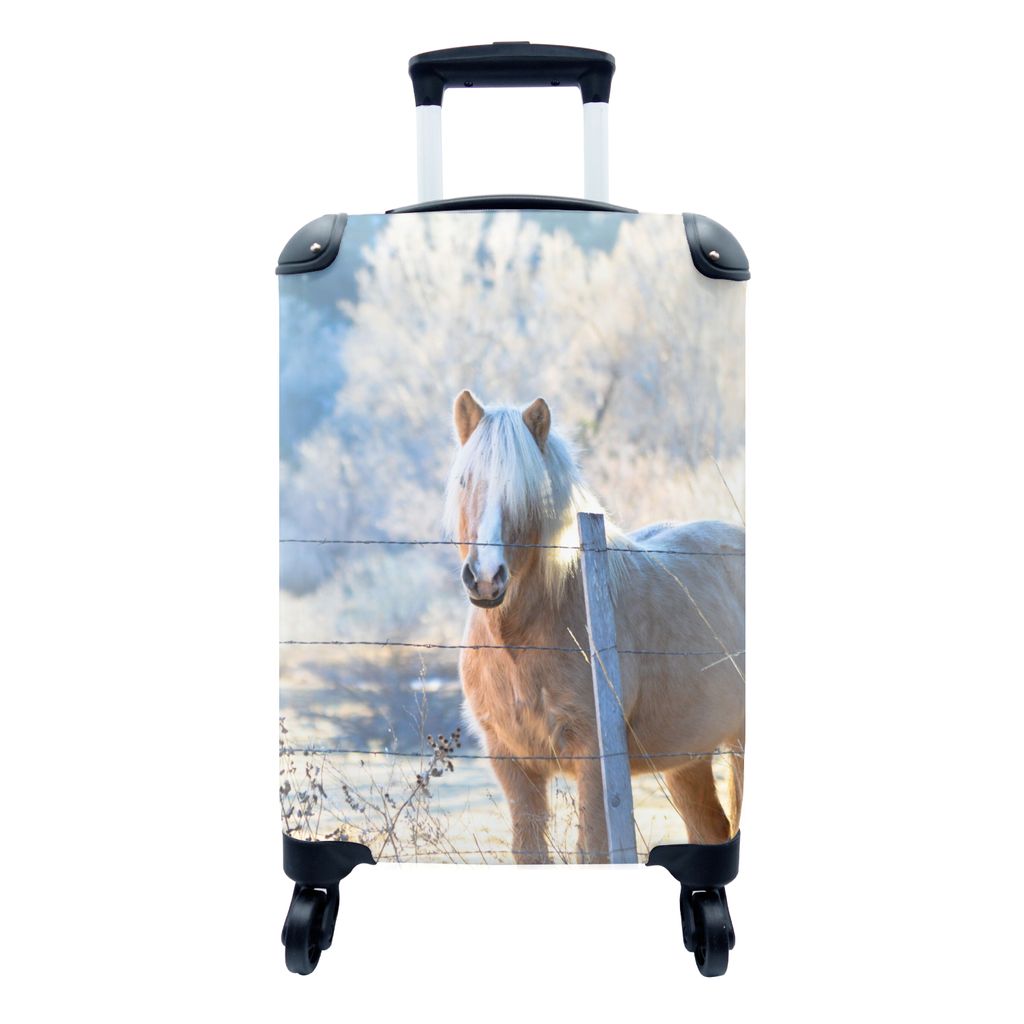 MuchoWow Koffer Handgepäck Trolley Rollkoffer Kleine Reisekoffer mit 4 Rollen - Pferd - Winter - Schnee - Cabin Size < 55x40x23 cm & 55x40x20 cm...