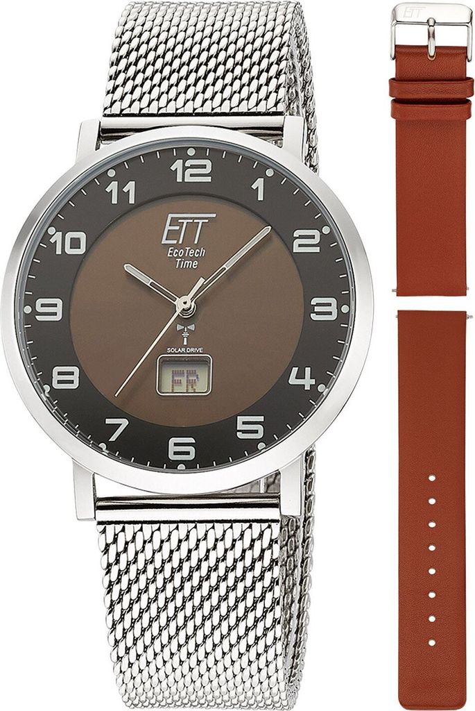 ETT Eco Tech Time EGS-11624-22MS Funk-Solar Herrenuhr Atacama Edelstahl mit 2 Bändern 1
