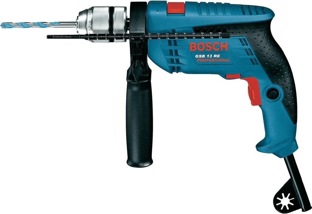 Bosch GSB 13 RE Profi-Schlagbohrmaschine, Netzbetrieb, 600 Watt, 10 mm Bohrleistung in Stahl, variable Geschwindigkeit, Rechts-/Linkslauf