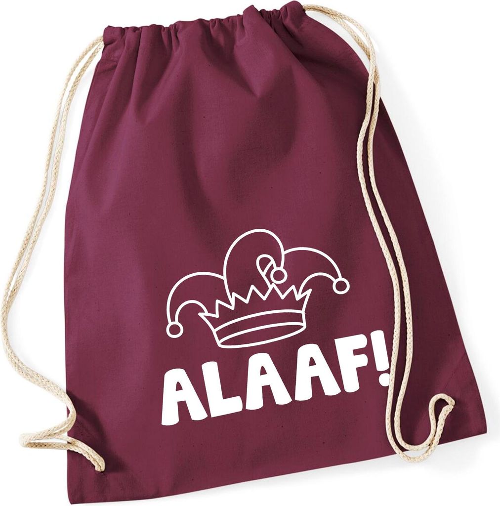 Huuraa Turnbeutel Alaaf Narrenkappe 12 Liter Burgundy Baumwolle Rucksack Geschenkidee