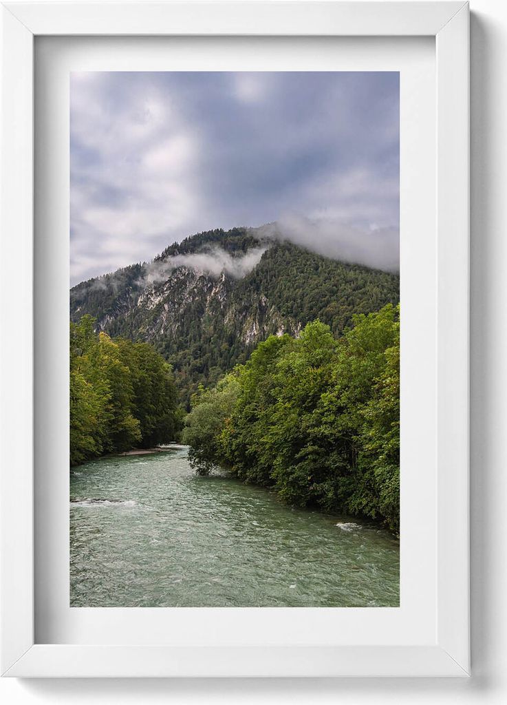 Deutschland Berglandschaft– Wandbild mit Rahmen – Gerahmtes Bild – Wanddekoration – 20x30 cm – Weiß