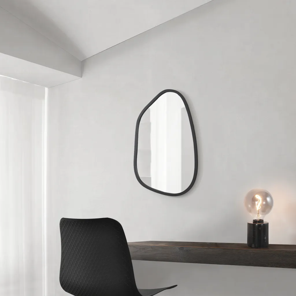 Miroir mural noir mat 80x58cm Filiano idéal pour entrée et chambre