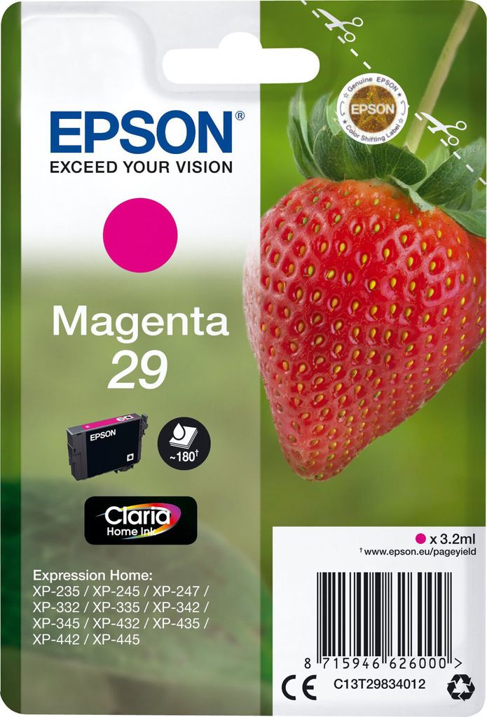 EPSON Cartouche jet d'encre n° 29 magenta C13T29834012 Image du produit 