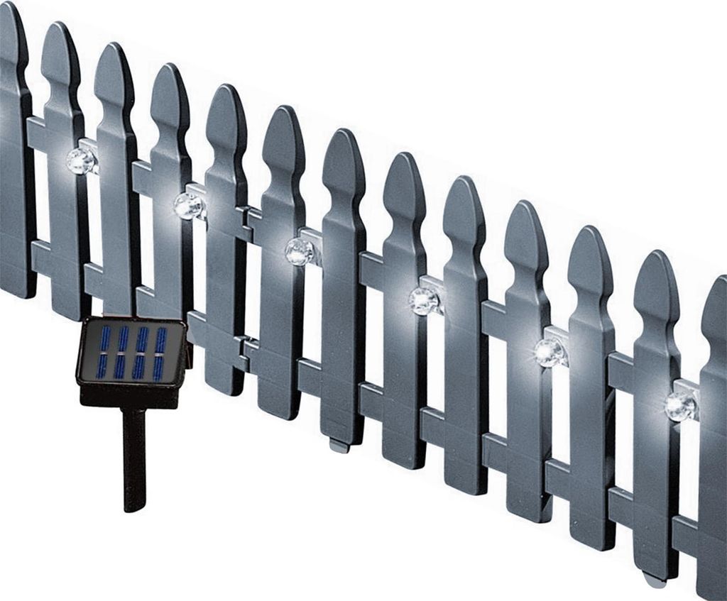 Zierzaun Nessa Solar Palisade 4-teilig Grau Produktbild 