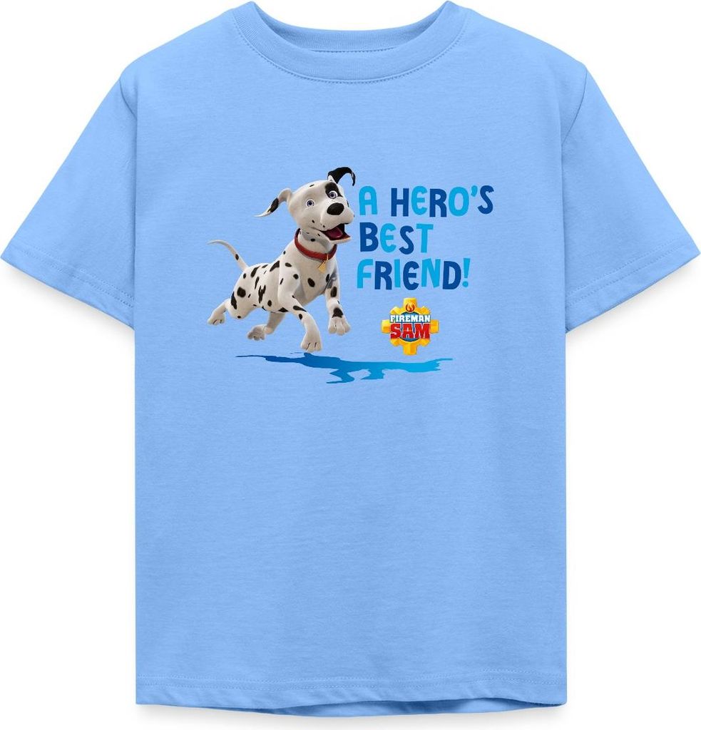 Spreadshirt Feuerwehrmann Sam Dalmatiner Schnuffi Süß Kinder T-Shirt, 110/116 (5-6 Jahre), Himmelblau