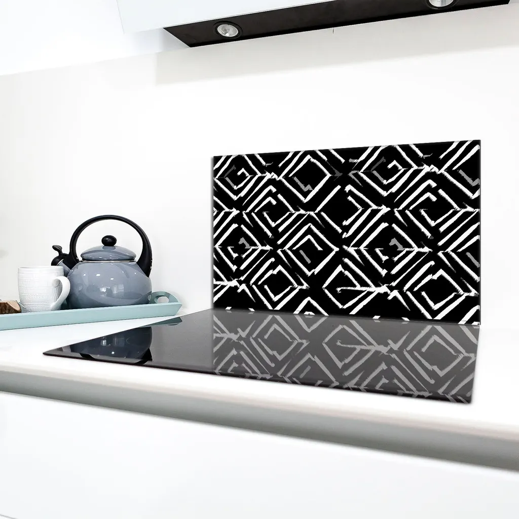 TMK Copri Piano Cottura In Vetroceramica 80x52 Cm - Nero Diamante - Protezione Per Induzione, Tagliere, Paraspruzzi