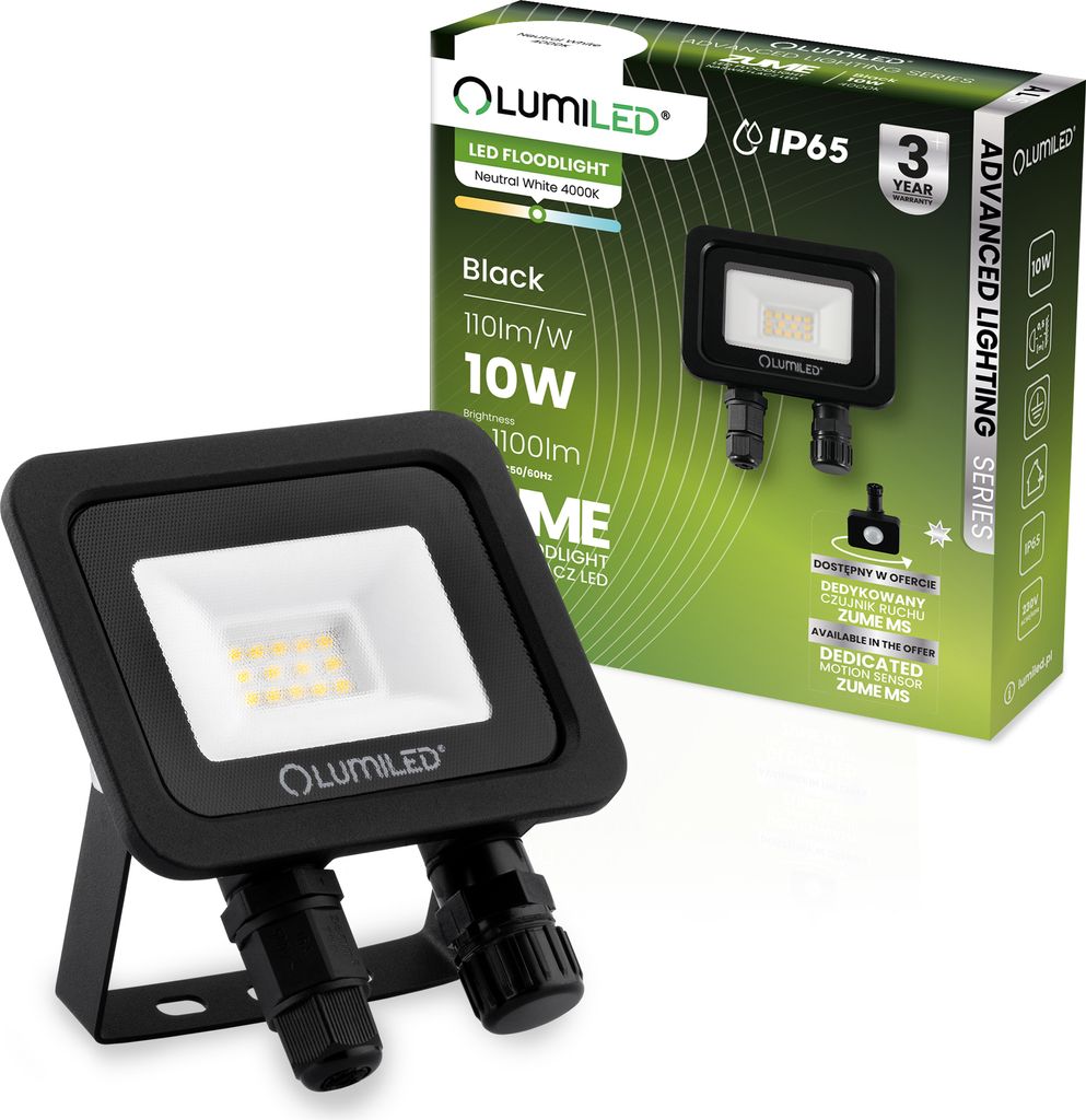 Naświetlacz LED ZUME 10W 1100lm 4000K IP65 Czarny Advanced Zdjęcie produktu 