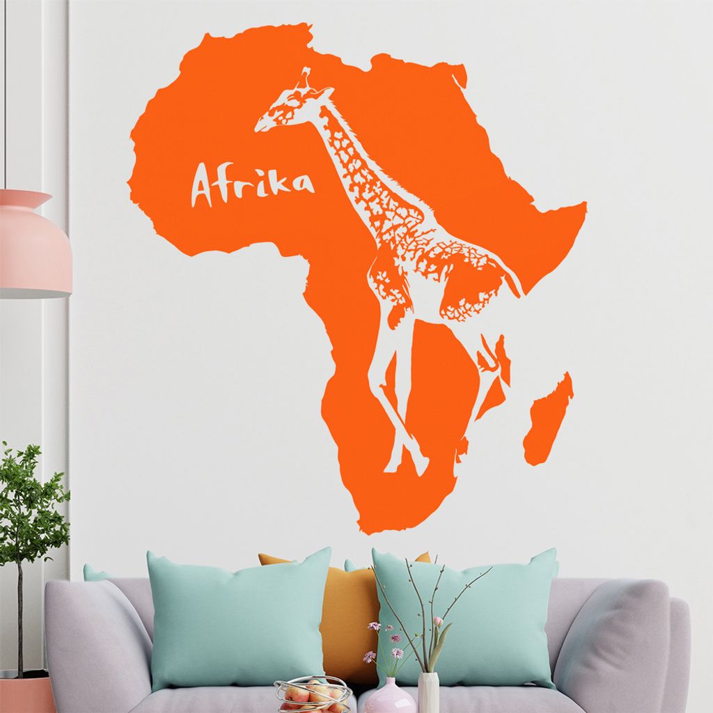 hauptsachebeklebt KIWISTAR Giraffe u. Schriftzug Afrika Wandtattoo in 6 Größen - Wandaufkleber Wall Sticker - Dekoration, Küche, Wohnzimmer, Sch...