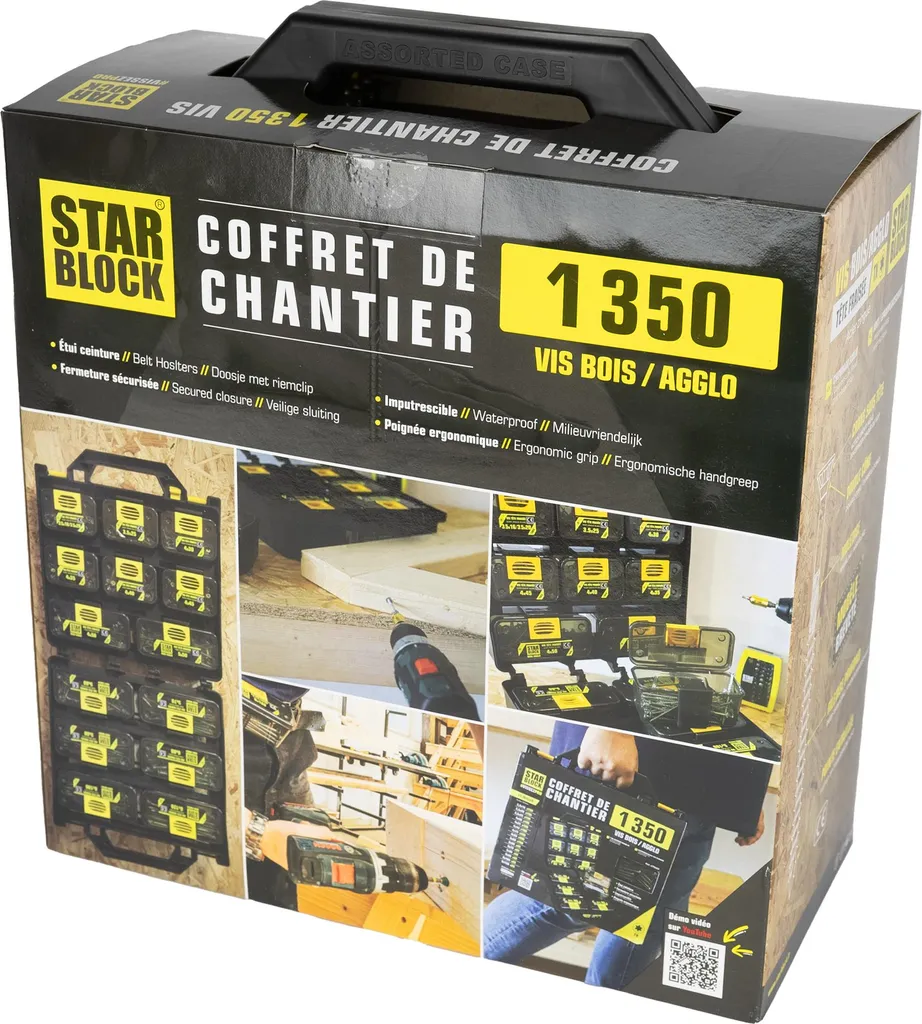 Vis pour panneaux d'aggloméré de luxe - Kit pro 1350 pièces avec boîtier