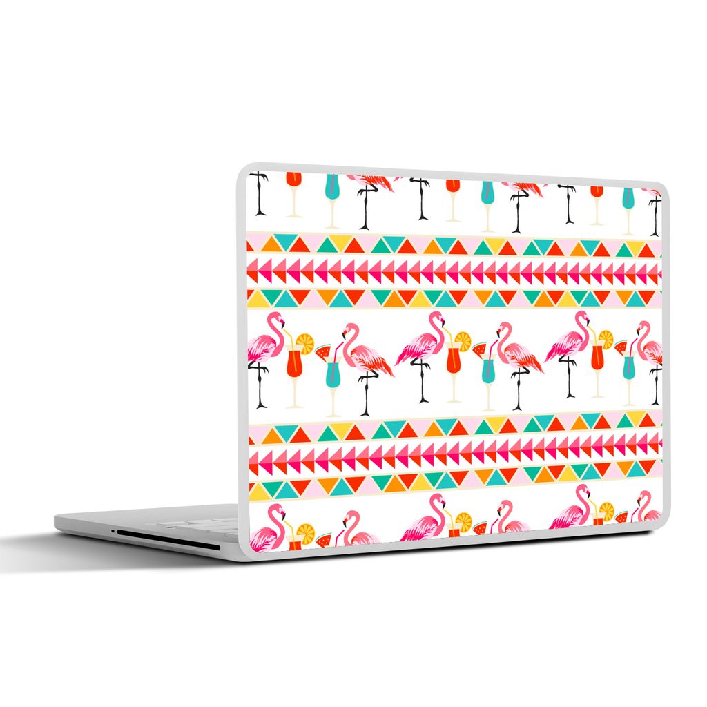 MuchoWow Laptop Aufkleber Sticker Cover Flamingo - Sommer - Cocktail - Muster 40x30 cm - Laptop Dekoration - Selbstklebend