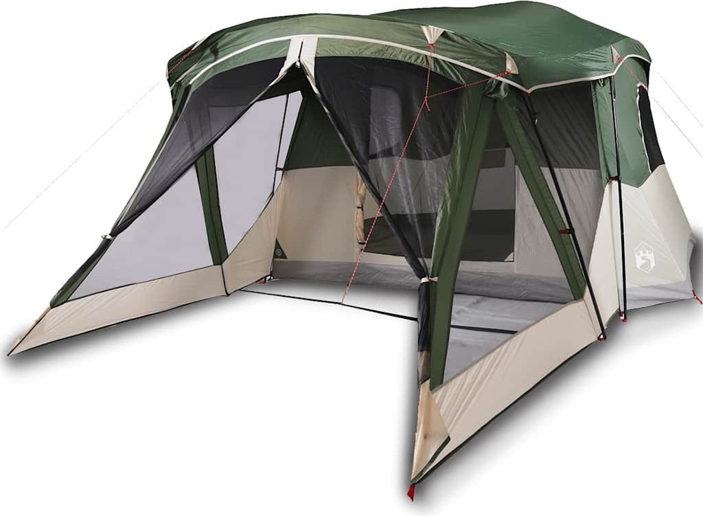 vidaXL Campingzelt mit Vorzelt 4 Personen Grün Wasserdicht