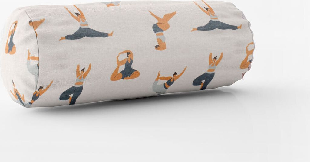 SCHÖNER LEBEN. Kissenhülle Body Positivity Yoga wollweiß blau Größe 15x40cm (ØxB) Nackenrolle 15x40cm (ØxB) Nackenrolle Größe