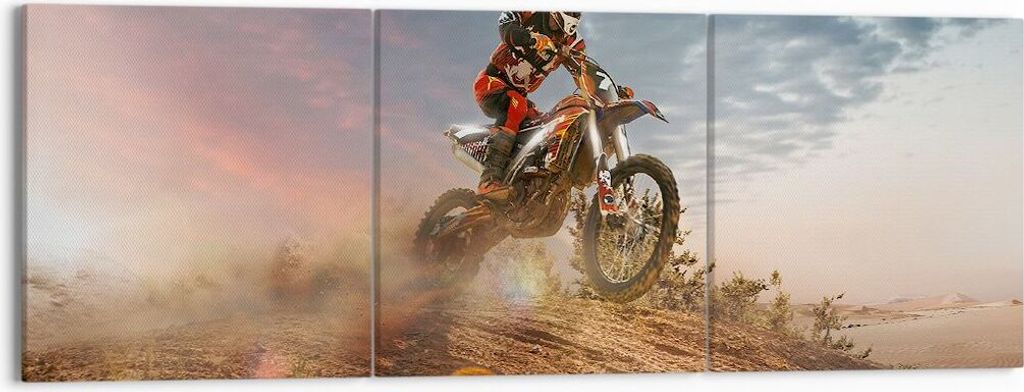 Bild auf Leinwand - Leinwandbild - Motor Reiten Helm - 150x50cm - Wand Bild - Wanddeko - Wandbilder - Leinwanddruck - Bilder - Kunstdruck - Wanddek...