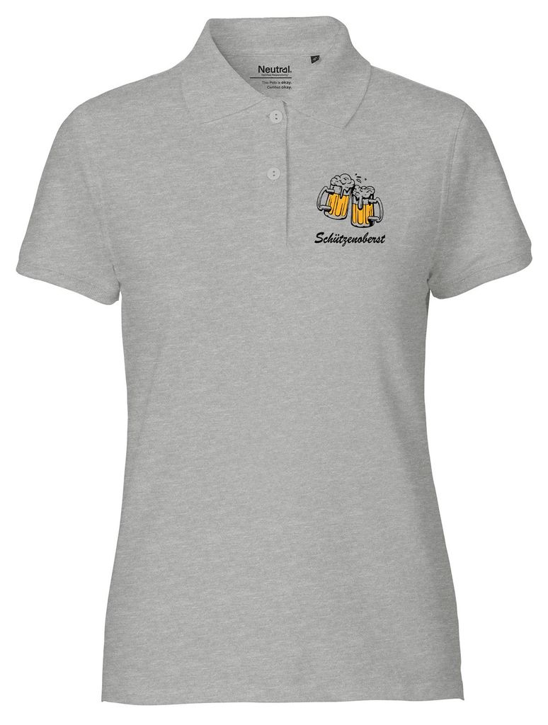 Huuraa Damen Polo Shirt Schützenoberst Schützenfest XS Sport Grey Bio Baumwolle Fairtrade Poloshirt Geschenkidee