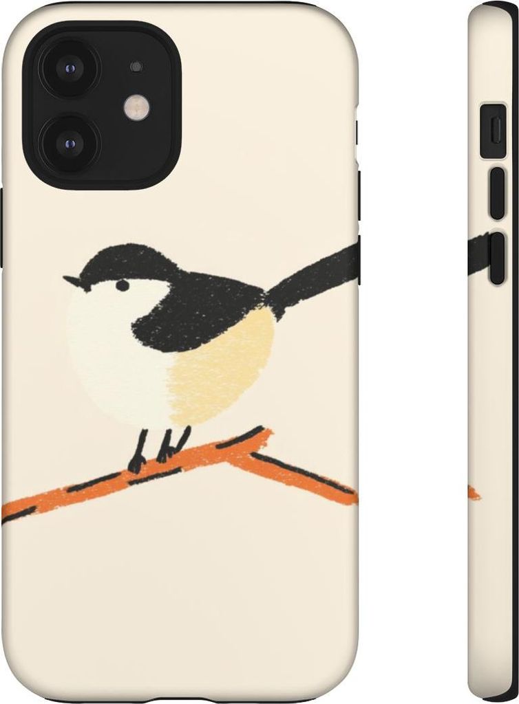 Schlichtes Vogelmotiv auf Ast – Hülle Kompatibel mit iPhone 12