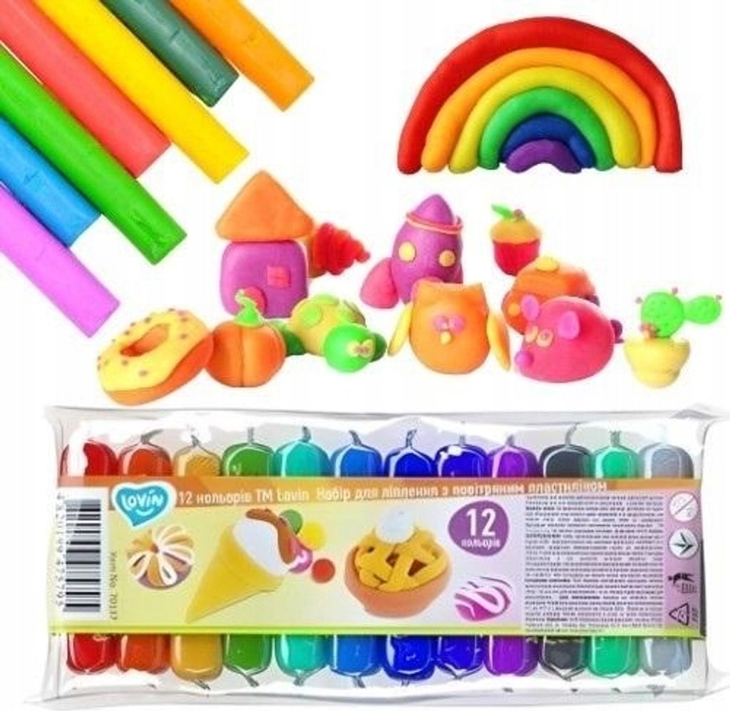 Plastilin-Modelliermasse-Set 12 Farben für Kinder 70137