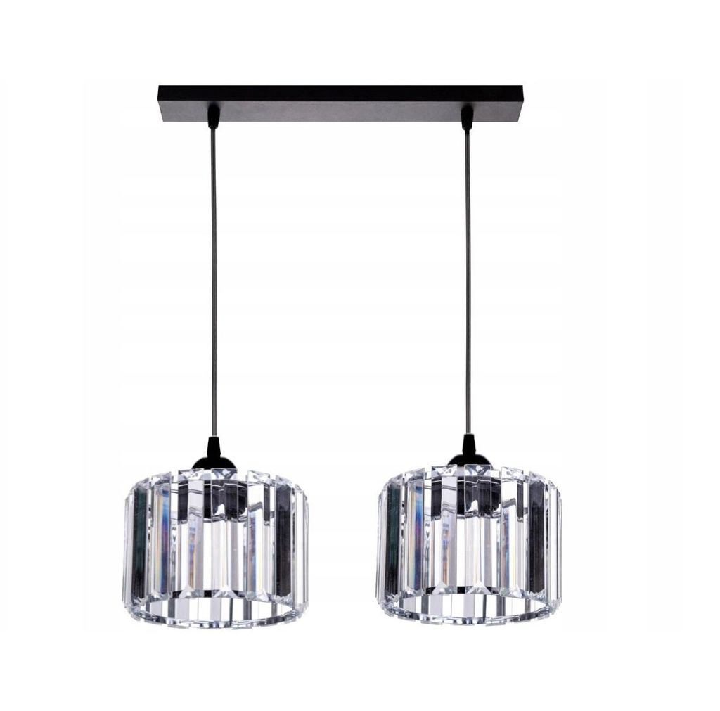 FKL DESIGN Home Deco Deckenlampe Deckenleuchte 2-flammig E27 Kristall Lampenshirm Lampe aus Serie (N490-BZ2)