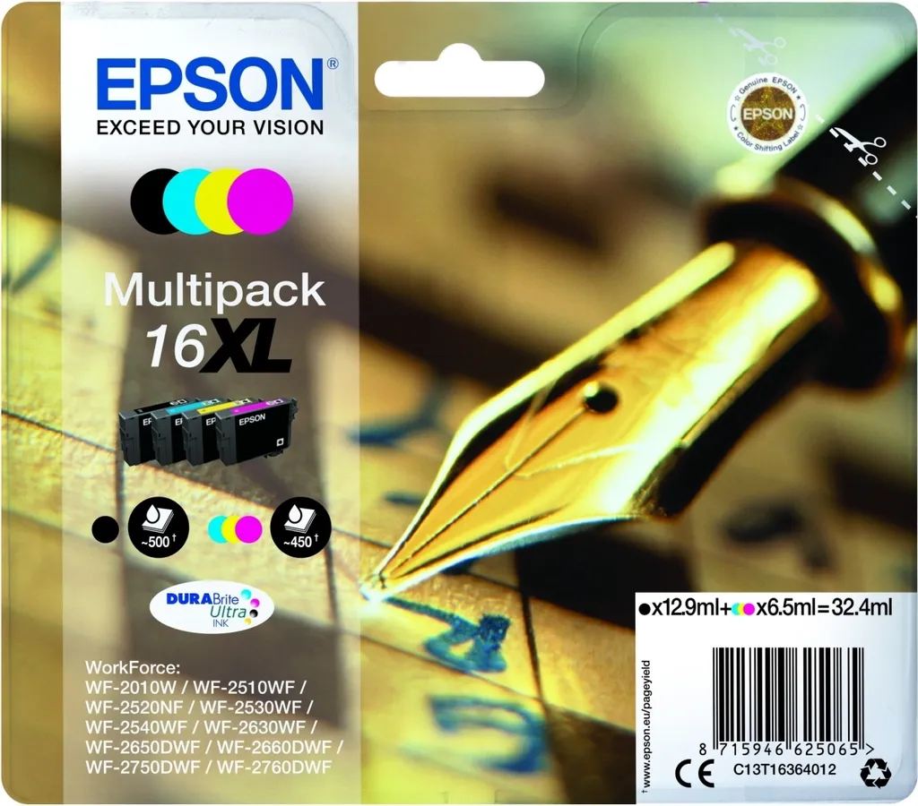 Cartuccia d'inchiostro Epson Mutlipack 16XL nero/ciano/magenta/giallo in confezione da 8 pezzi