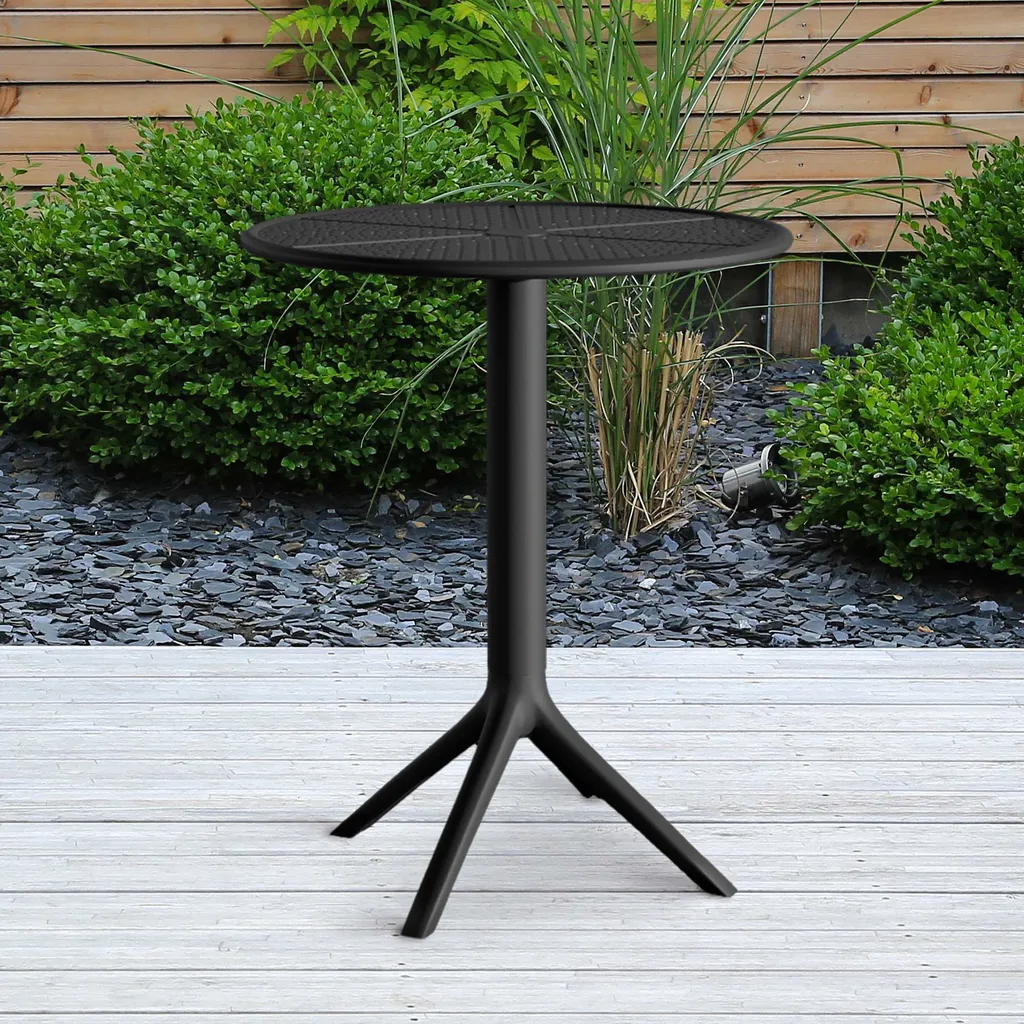 Table d'appoint Lacota 60 cm noire mate avec pied central stable