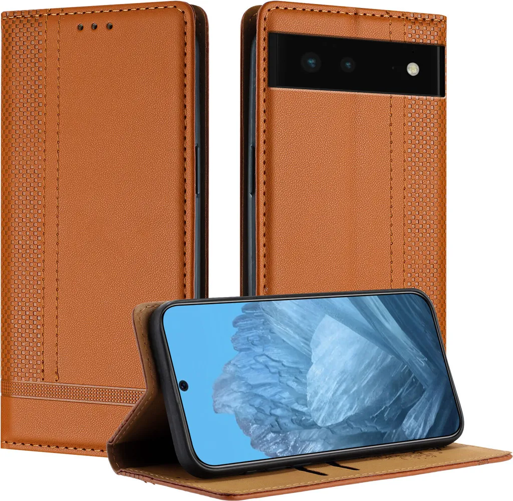 Cover Portafoglio Google Pixel 6 Marrone: Pelle Premium e Supporto