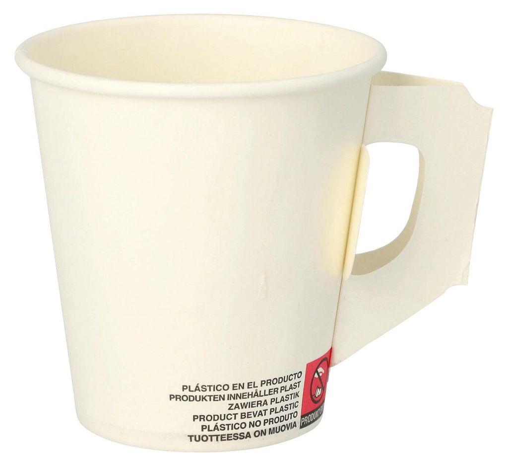 80x Henkelbecher Kaffeebecher weiß Pappe beschichtet 180 ml Produktbild 