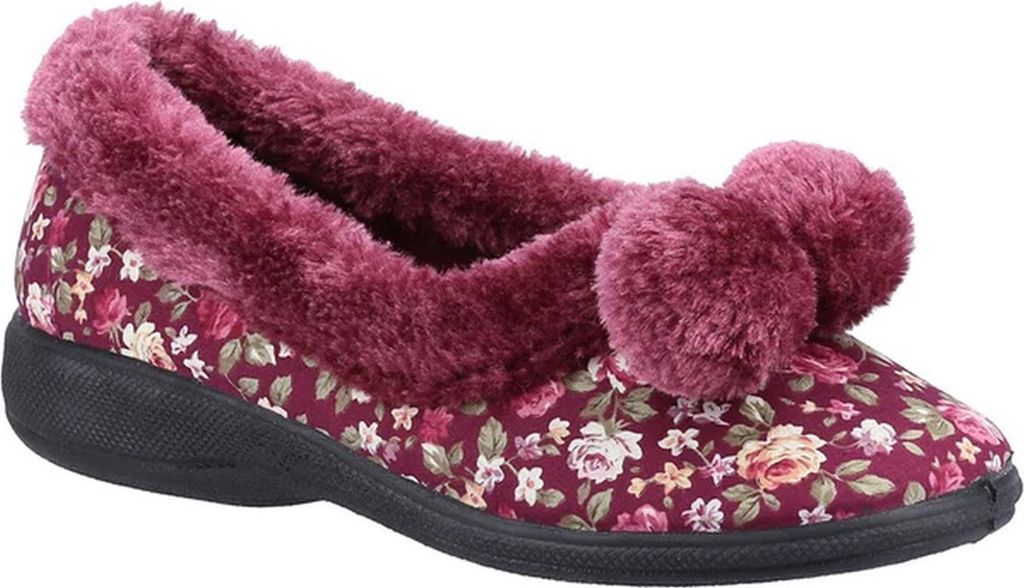 Fleet & Foster - Damen Hausschuhe "Goldfinch", Floral FS9625 (36 EU) (Burgunderrot)