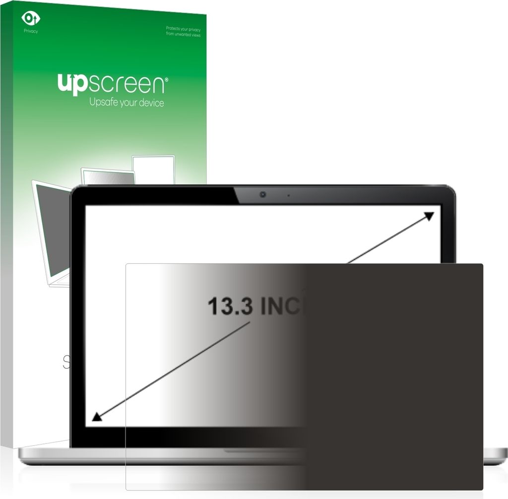 upscreen Blickschutzfilter für Notebooks mit 33.8 cm (13.3 Zoll) Displays 285 x 180 mm Anti-Spy Privacy Filter Sichtschutz Blaulicht-Schutz