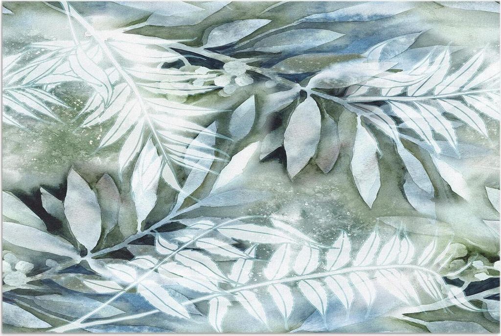 Aquarell Blätter zarte Zweige – Vinylteppich – 60x90 cm – Outdoor Teppich – Terrasse – Wetterfest – Modern