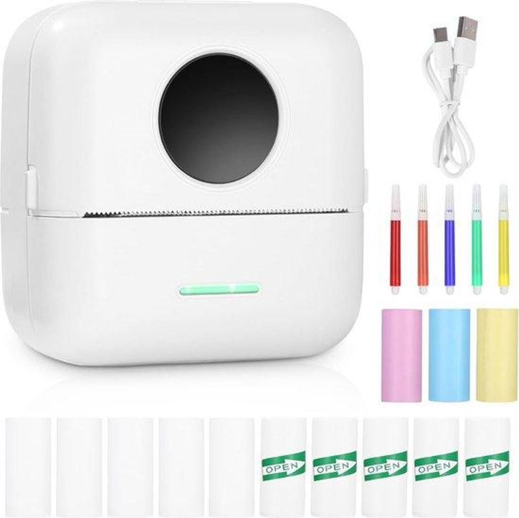 Miniatur Fotoprinter mit 13 Rollen Papier für Smartphone