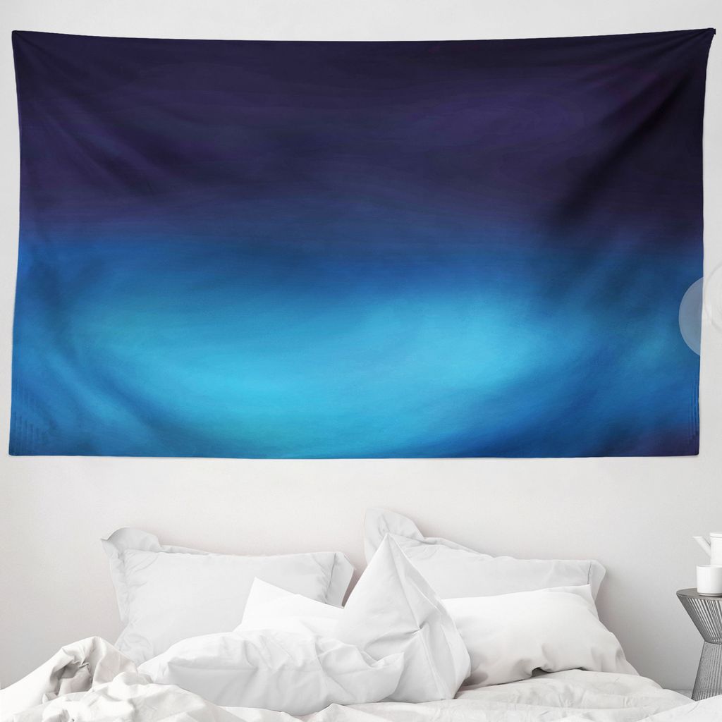 ABAKUHAUS Marine Wandteppich, Blau Ombre Ozean inspiriert aus Weiches Mikrofaser Stoff Waschbar ohne Verblassen Digitaldruck, 230 x 140 cm, Dunkelblau