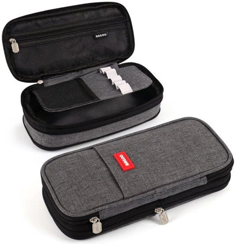 Cartable élégant à fermeture éclair grand volume ado fille gris foncé