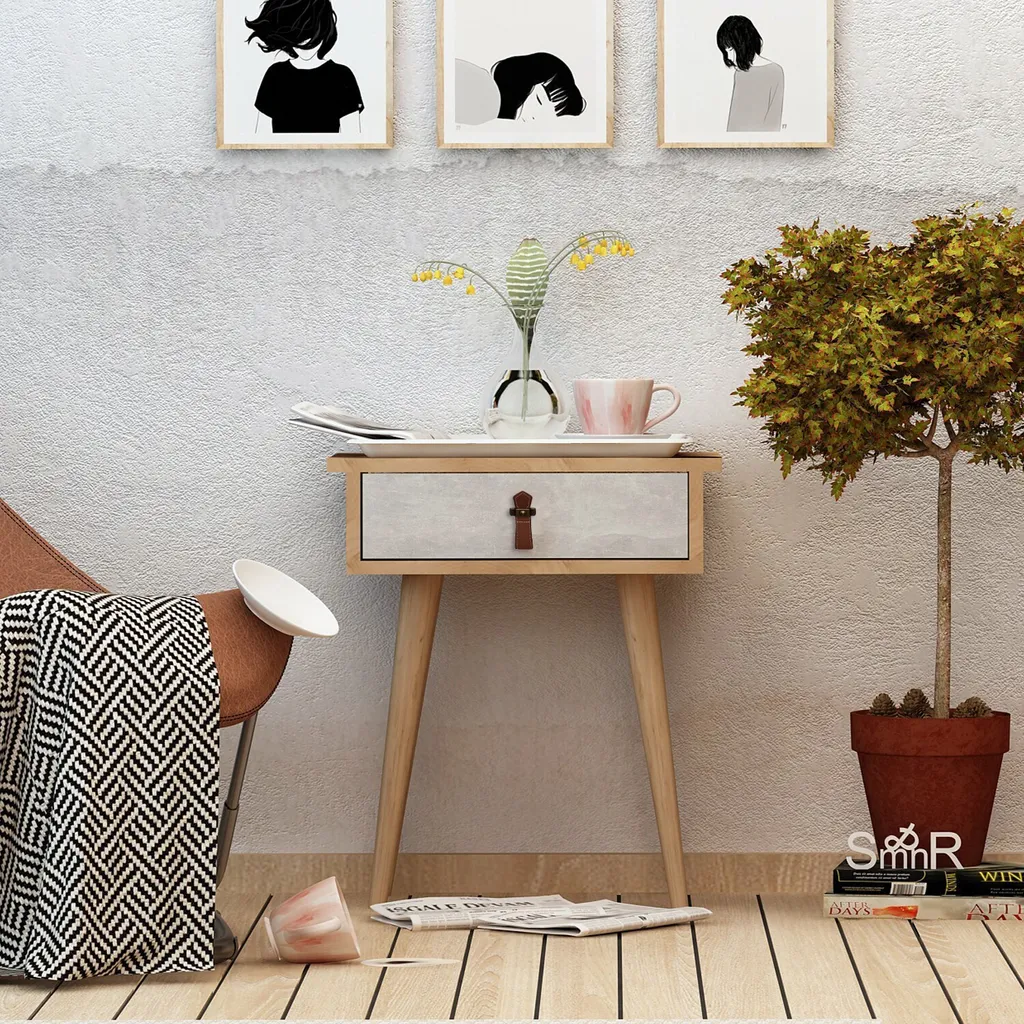 Commode buffet chêne Astava Skye Decor 40x65cm pour rangement salon
