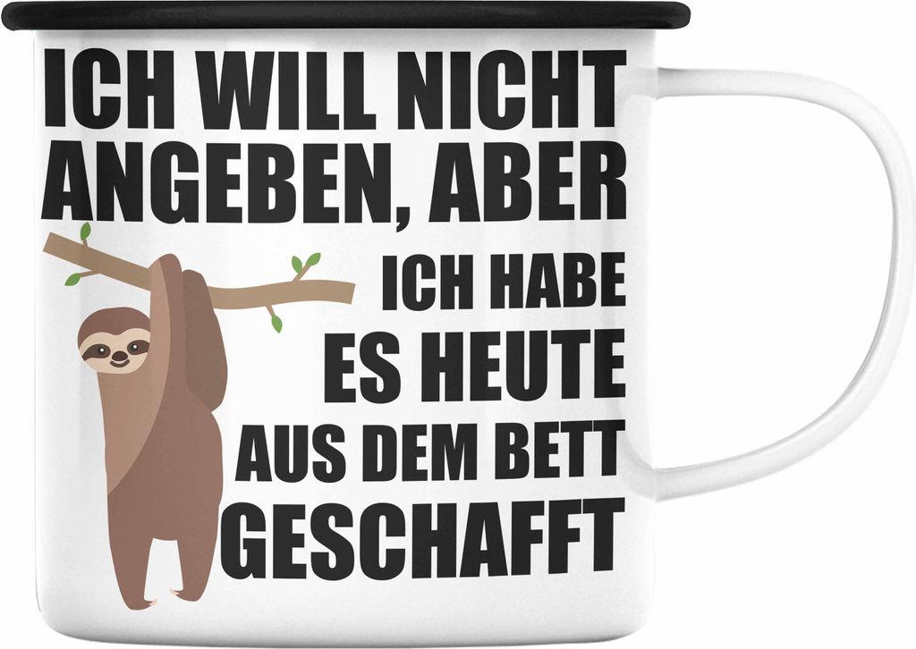 Trendation - - Lustige Faultier Emaille Tasse Ich Will Nicht Angeben Geschenk Kollegin Kollege Büro Arbeit BüroEmaille Tasse Geschenkidee Arbeit...